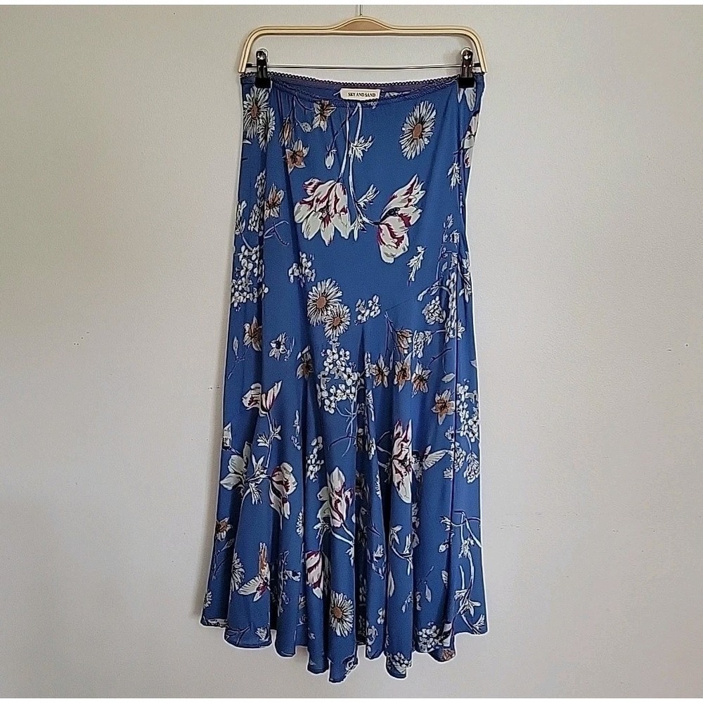 Sky and Sand Maxi Skirt Mediumβ Floral Hummingbird Boho Chic Feminine Romantic